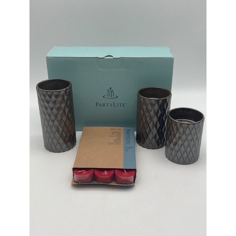 PartyLite Signature Elevated Tealight Trio P99002 Ceramic Holders & Tealights